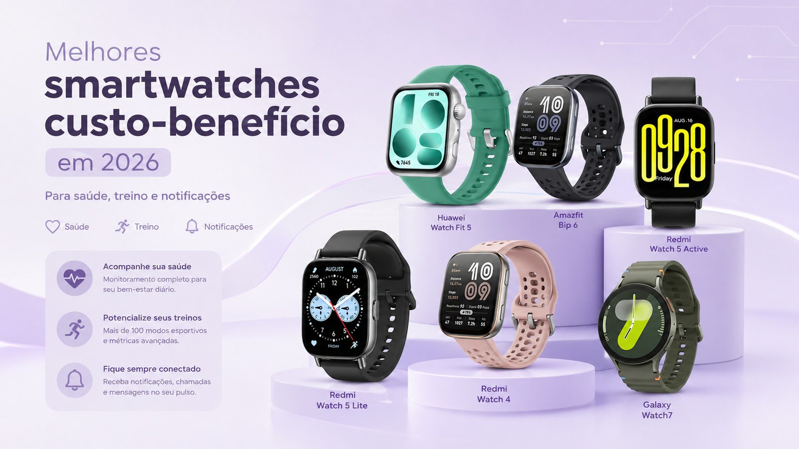 Smartwatches custo-benefício para saúde, treino e notificações