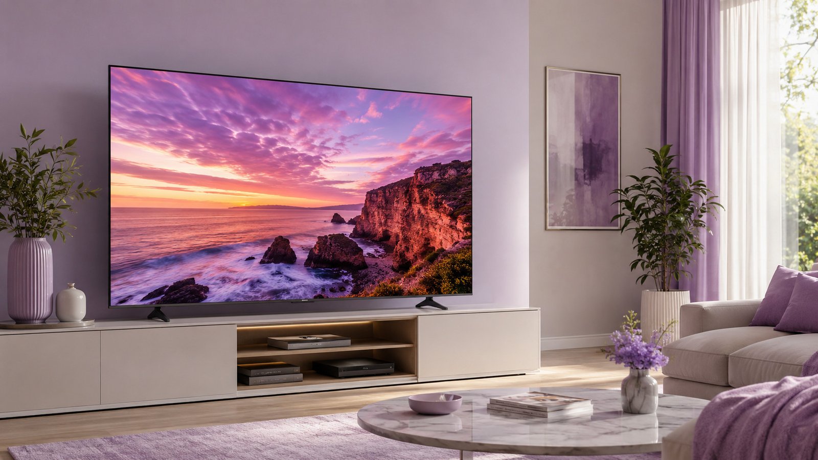 Samsung Crystal UHD U8600F 55 polegadas em sala moderna